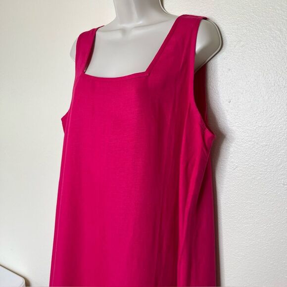 Avenue Pink Linen Rayon Maxi Shift Dress Square Neck Sleeveless Women Size 18 - Picture 5 of 10